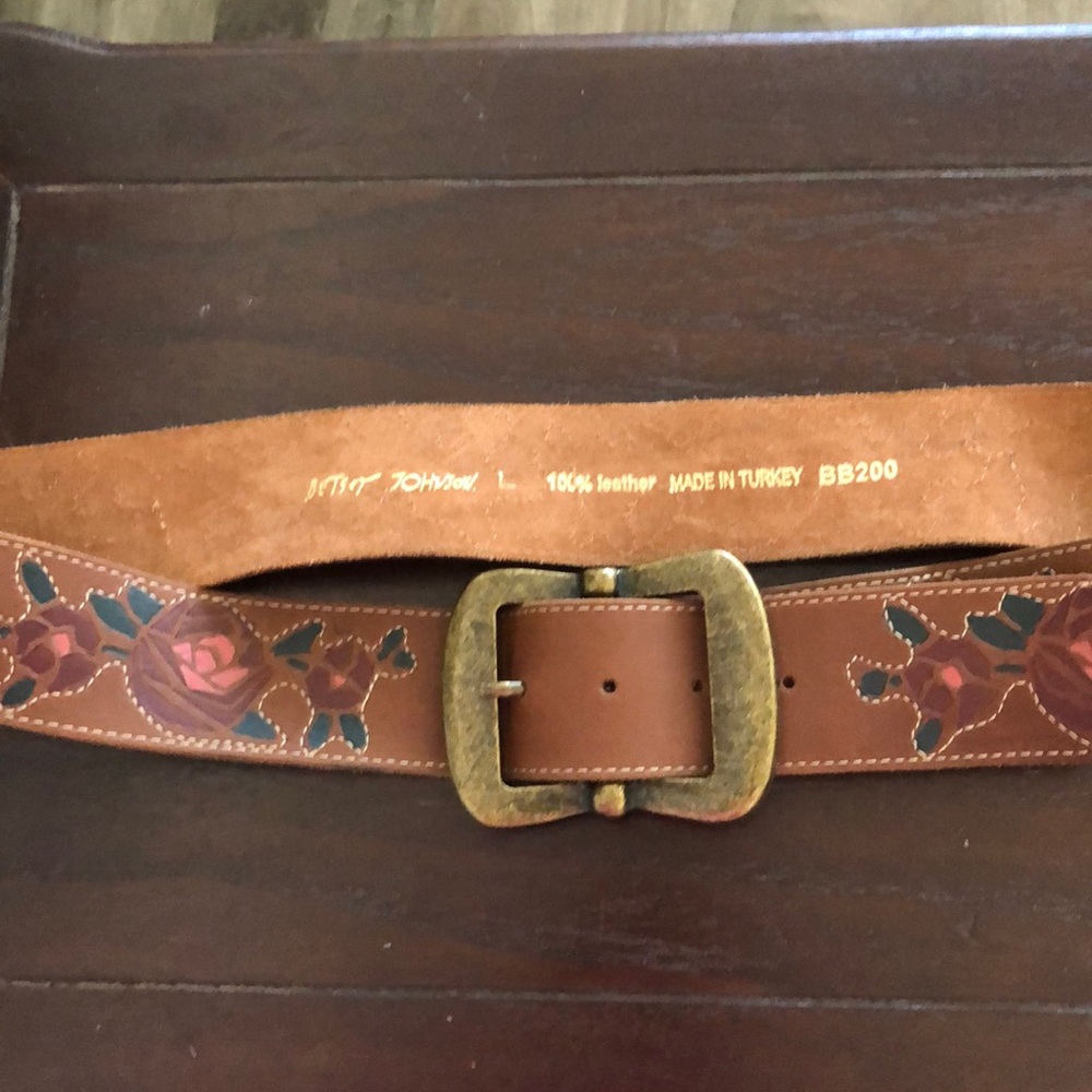 BETSY JOHNSON Leather Flower Belt